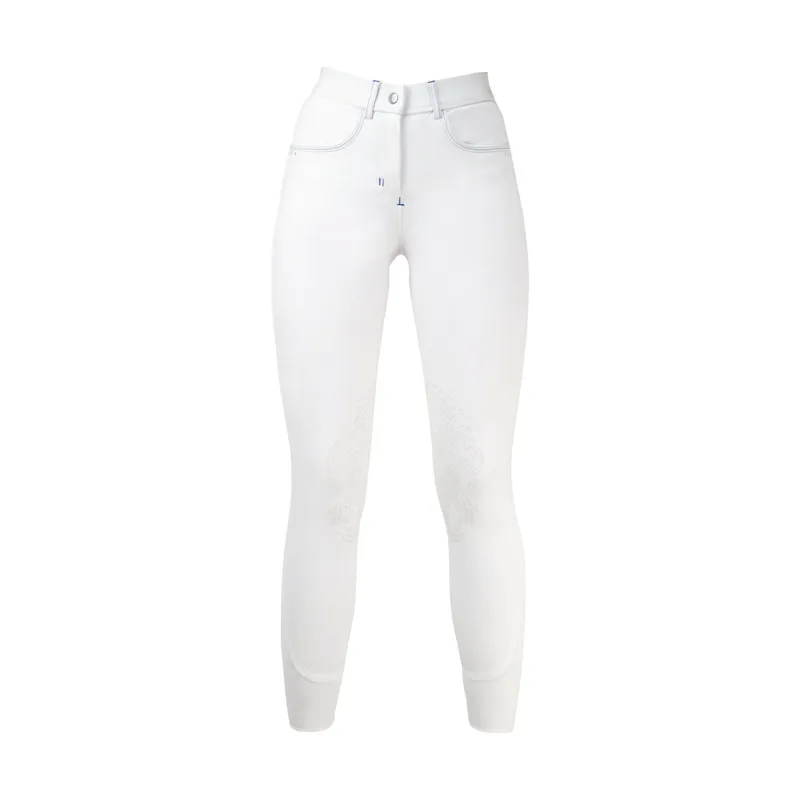 Hy Equestrian Olympian Ladies Breeches - Artic White/Royal Blue